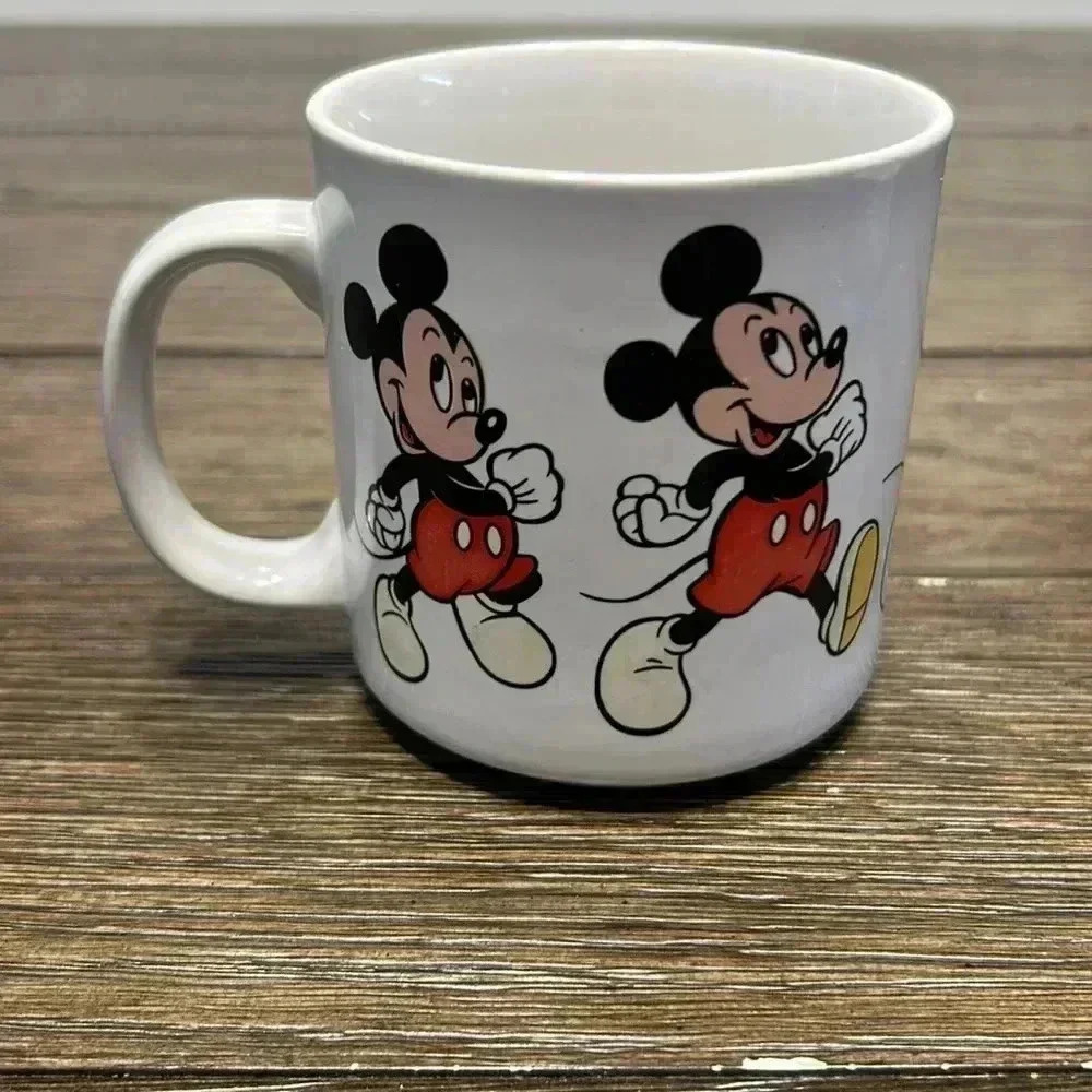 Vintage Disney Mickey Mouse Coffee Mug - animated walking Mickey 12 oz